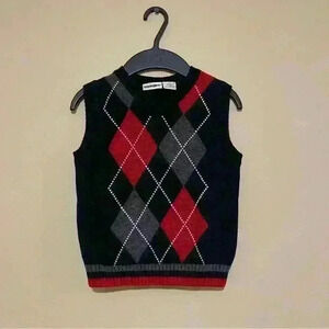 BabiesRUs Sweater Vest Holiday Winter Christmas Black-Red 100% Cotton Size 3T